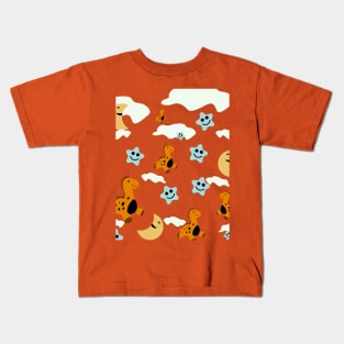 dinosaur, star and moon pattern Kids T-Shirt